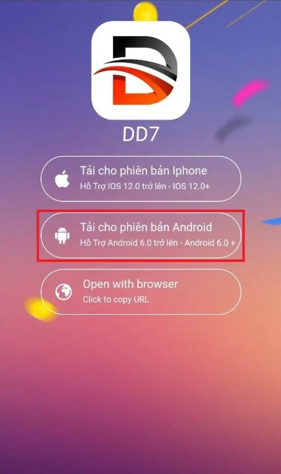 Chọn app DD7 Android